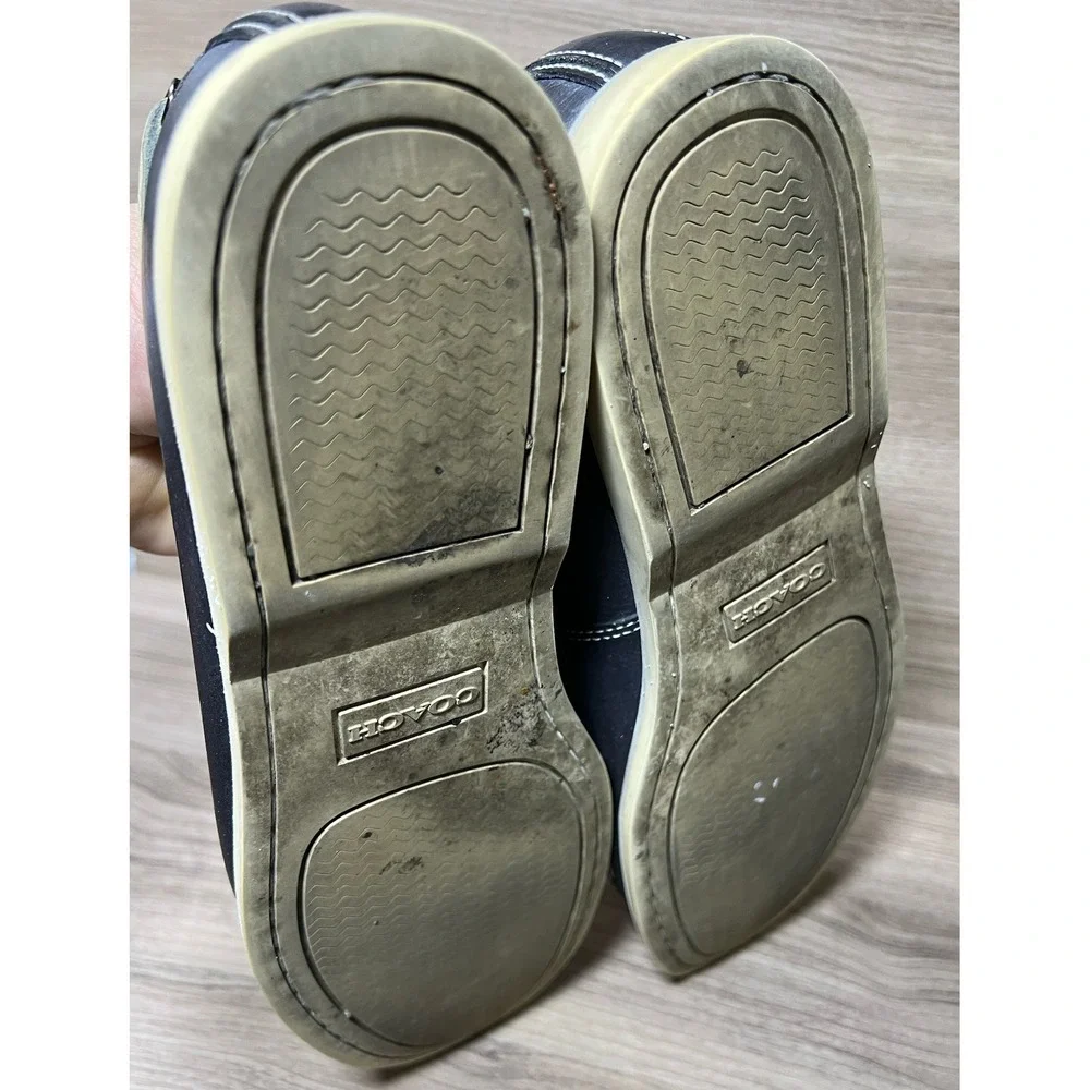 COACH Carlson Mens Leather Boat Shoes Navy‎ Blue Lace Up Size 9.5